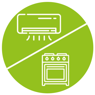 Іконка телевізора та плити ВЕЕО для позначення великої побутової техніки