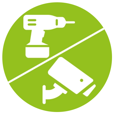 Іконка дриля та камери WEEE для позначення електронних та електричних приладів